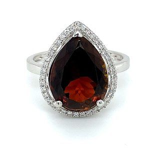 Certified Orange Tourmaline 6.24ct Diamond Ring